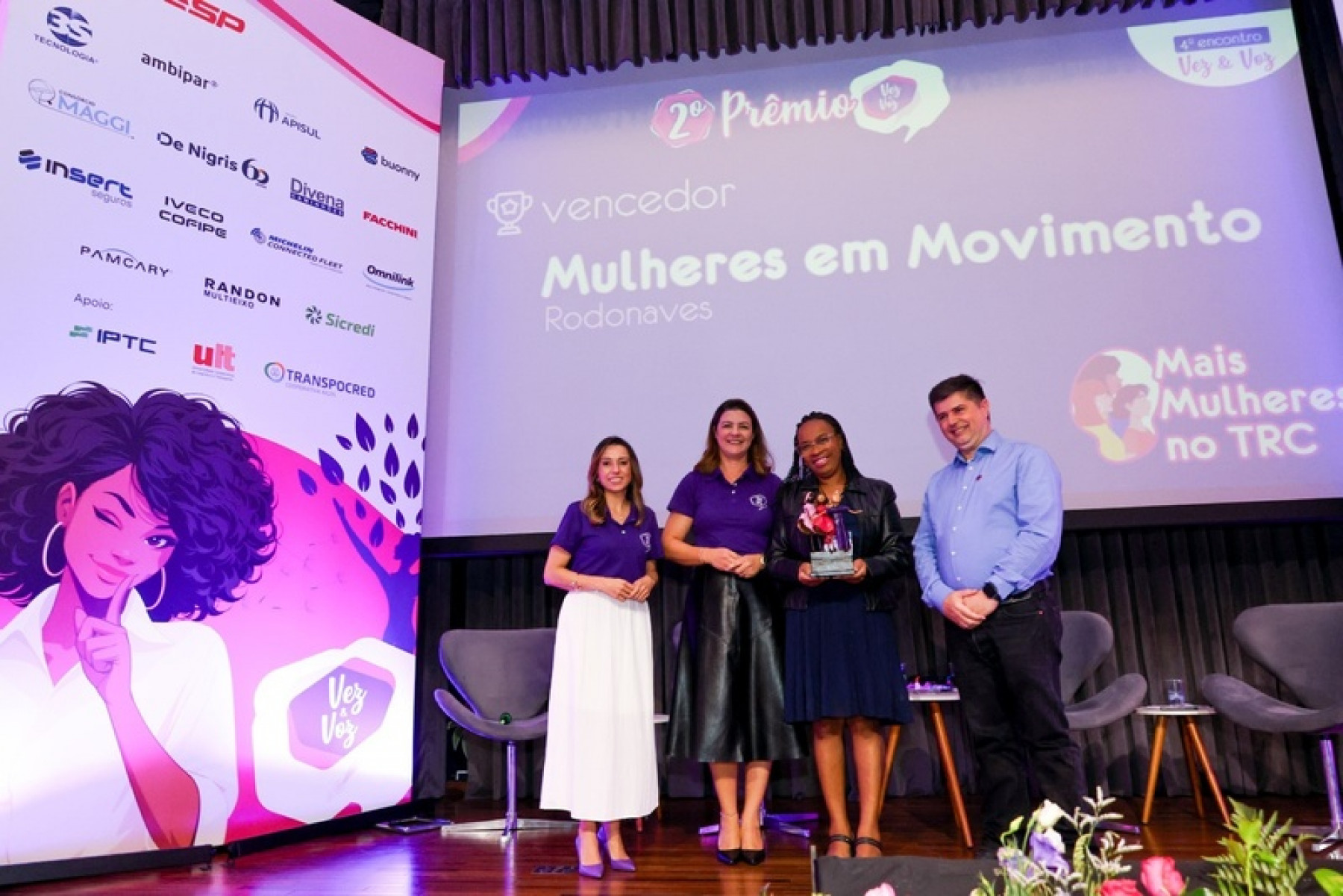 Camila Florêncio (coordenadora do movimento Vez e Voz e gerente de comunicação do SETCESP), Ana Jarrouge (idealizadora do movimento Vez e Voz e presidente executiva do SETCESP), Regiane Rod