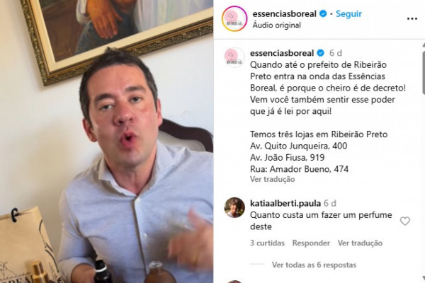 Prefeito apareceu no perfil da empresa de sua irmã