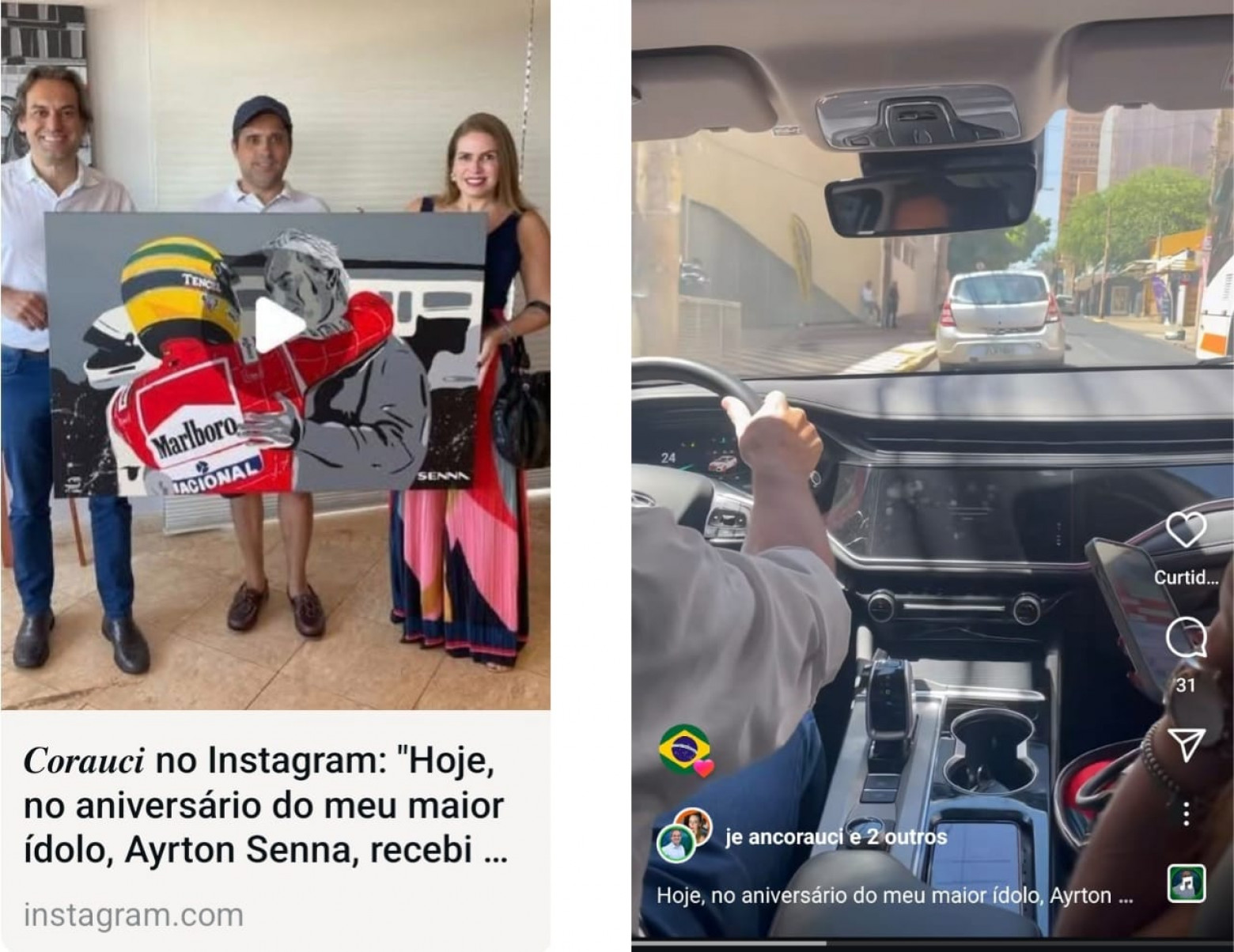 Vereador Jean Corauci usou carro oficial para receber uma obra de arte