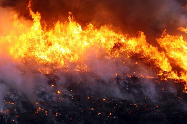 Brigadistas combatem incêndio em Cavalcante, Goiás