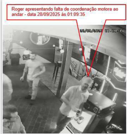 Imagem de câmera de segurança, anexada ao processo, mostra Bigodini supostamente embriagado