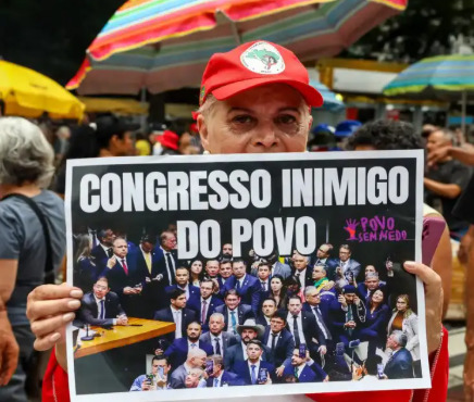Manifestante na Paulista dia 14/12