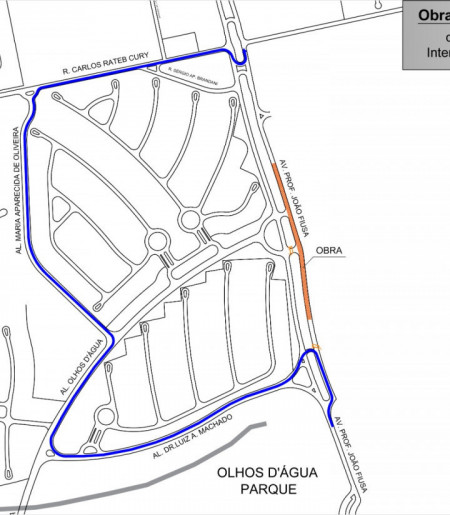 Mapa produzido pela RP Mobi mostra o local da interdição