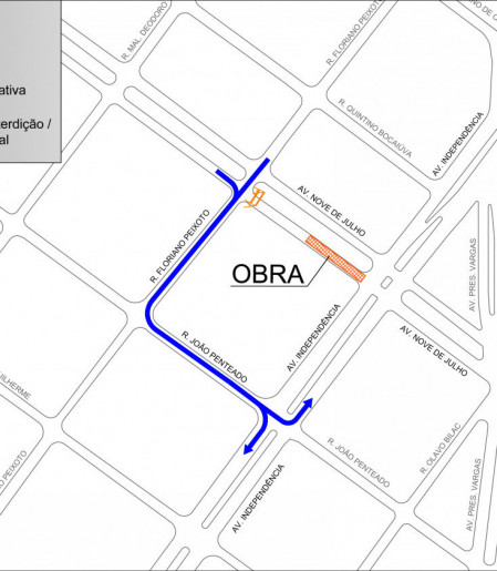 Mapa divulgado pela RP Mobi mostra rota alternativa