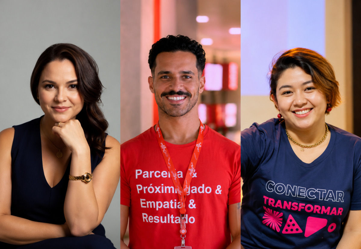 Da esquerda para a direita, Daiany Corrêa, Danylo Nepomuceno e Bia Saito, participantes da 3ª edição do Product Camp Pocket 